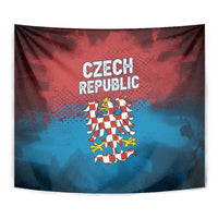 Czech Republic Tapestry with Blue Red Gradient Design and National Coat of Arms - Wonder Print Shop
