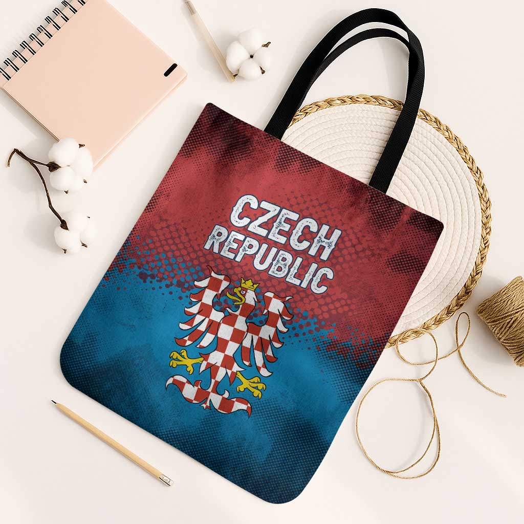 Czech Republic Tote Bag with Blue Red Gradient Design and National Coat of Arms - Wonder Print Shop