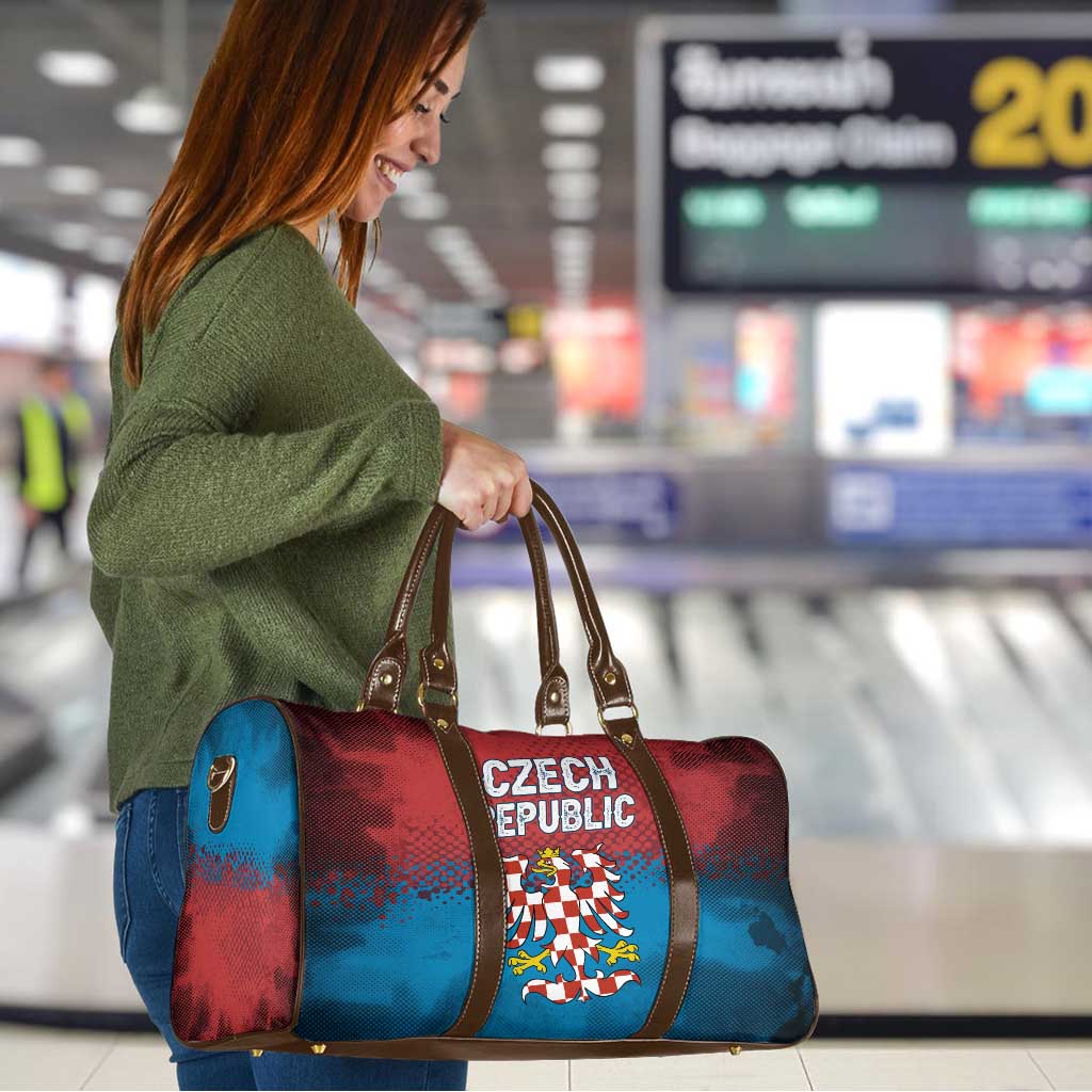 Czech Republic Travel Bag with Blue Red Gradient Design and National Coat of Arms - Wonder Print Shop