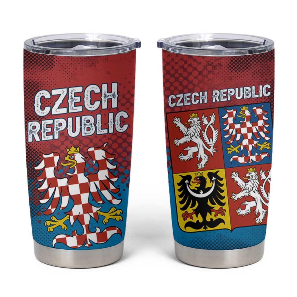 Czech Republic Tumbler Cup with Blue Red Gradient Design and National Coat of Arms - Wonder Print Shop
