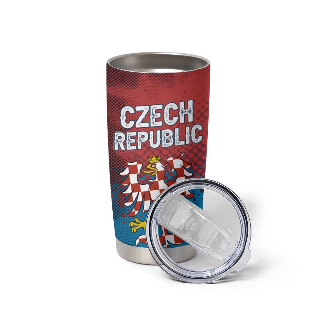 Czech Republic Tumbler Cup with Blue Red Gradient Design and National Coat of Arms - Wonder Print Shop