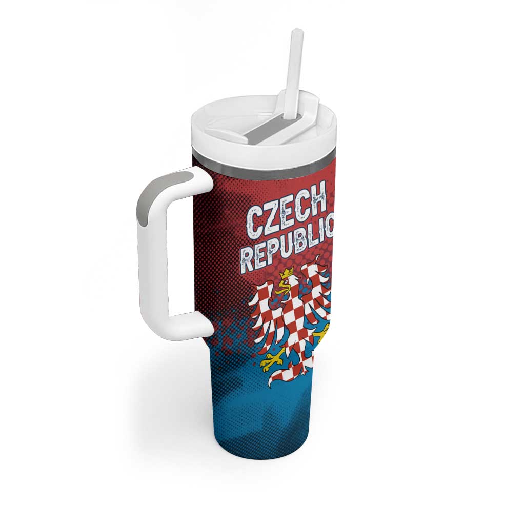 Czech Republic Tumbler With Handle with Blue Red Gradient Design and National Coat of Arms - Wonder Print Shop