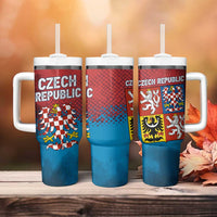 Czech Republic Tumbler With Handle with Blue Red Gradient Design and National Coat of Arms - Wonder Print Shop