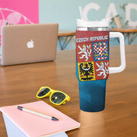 Czech Republic Tumbler With Handle with Blue Red Gradient Design and National Coat of Arms - Wonder Print Shop