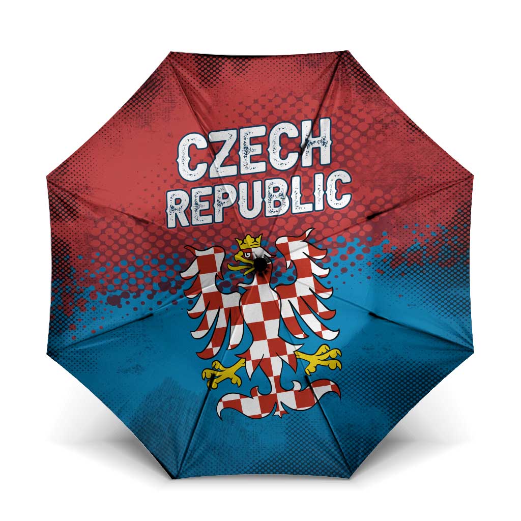 Czech Republic Umbrella with Blue Red Gradient Design and National Coat of Arms - Wonder Print Shop