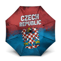 Czech Republic Umbrella with Blue Red Gradient Design and National Coat of Arms - Wonder Print Shop