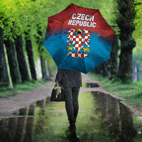 Czech Republic Umbrella with Blue Red Gradient Design and National Coat of Arms - Wonder Print Shop