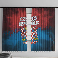 Czech Republic Window Curtain with Blue Red Gradient Design and National Coat of Arms - Wonder Print Shop