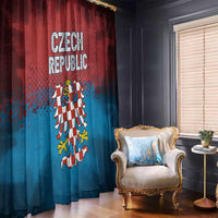 Czech Republic Window Curtain with Blue Red Gradient Design and National Coat of Arms - Wonder Print Shop