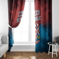 Czech Republic Window Curtain with Blue Red Gradient Design and National Coat of Arms - Wonder Print Shop