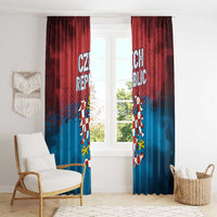 Czech Republic Window Curtain with Blue Red Gradient Design and National Coat of Arms - Wonder Print Shop