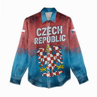 Czech Republic Women Casual Shirt with Blue Red Gradient Design and National Coat of Arms - Wonder Print Shop