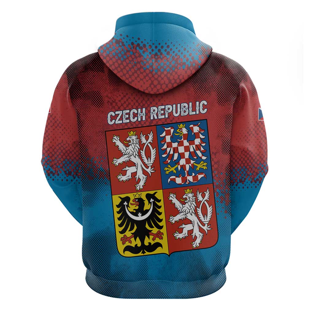 Czech Republic Zip Hoodie with Blue Red Gradient Design and National Coat of Arms - Wonder Print Shop