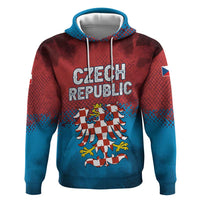 Czech Republic Zip Hoodie with Blue Red Gradient Design and National Coat of Arms - Wonder Print Shop