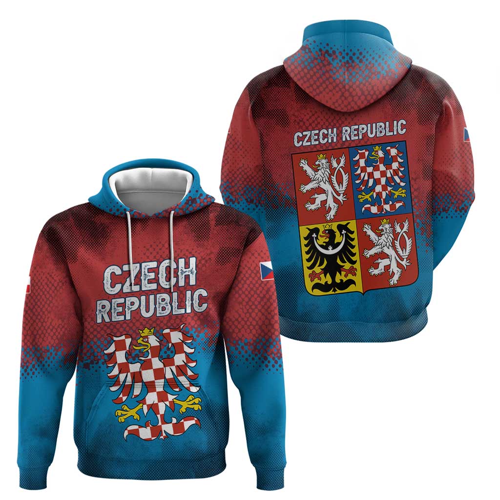 Czech Republic Zip Hoodie with Blue Red Gradient Design and National Coat of Arms - Wonder Print Shop