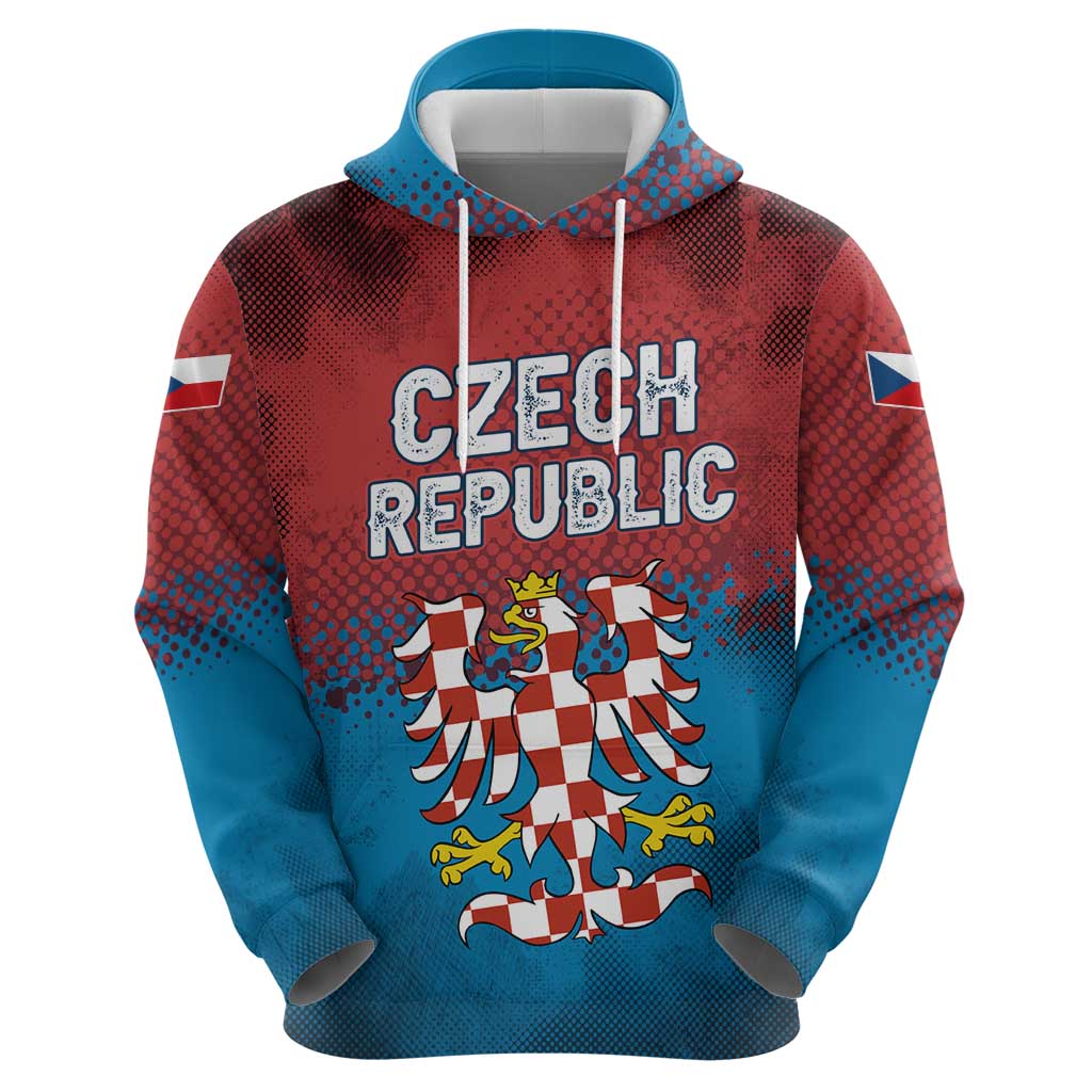 Czech Republic Zip Hoodie with Blue Red Gradient Design and National Coat of Arms - Wonder Print Shop