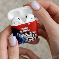 Czech Republic AirPods Case with Red Black Blue Brushstroke Design and National Lion - Wonder Print Shop