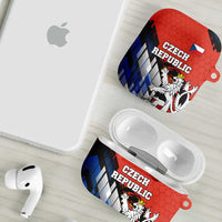 Czech Republic AirPods Case with Red Black Blue Brushstroke Design and National Lion - Wonder Print Shop