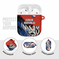 Czech Republic AirPods Case with Red Black Blue Brushstroke Design and National Lion - Wonder Print Shop