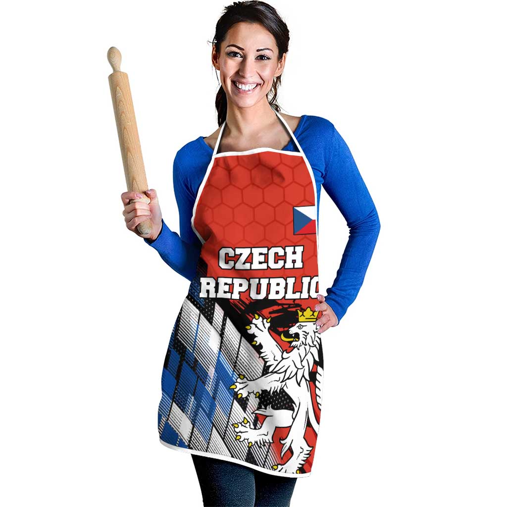 Czech Republic Apron with Red Black Blue Brushstroke Design and National Lion - Wonder Print Shop