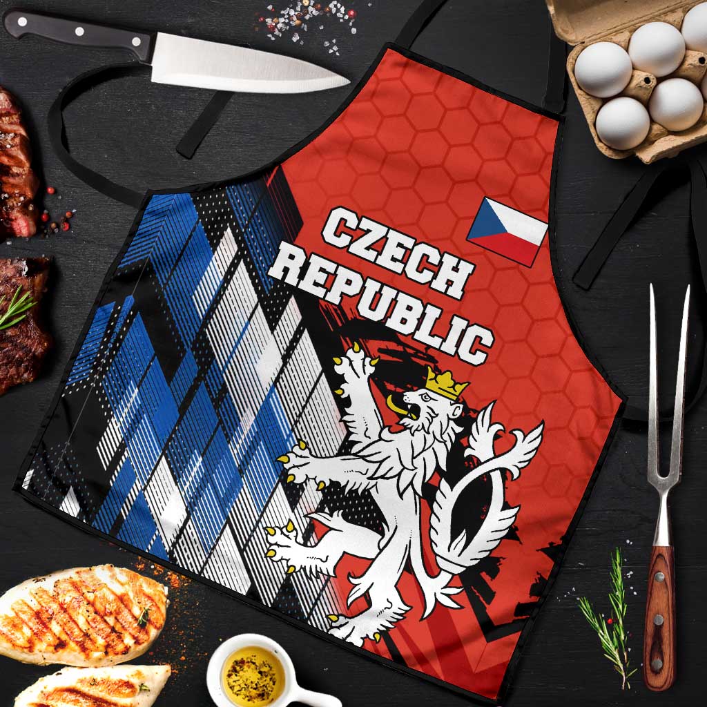 Czech Republic Apron with Red Black Blue Brushstroke Design and National Lion - Wonder Print Shop