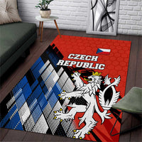 Czech Republic Area Rug with Red Black Blue Brushstroke Design and National Lion - Wonder Print Shop