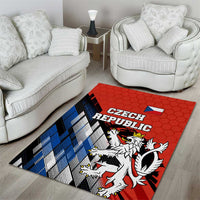 Czech Republic Area Rug with Red Black Blue Brushstroke Design and National Lion - Wonder Print Shop