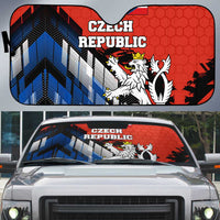 Czech Republic Auto Sun Shade with Red Black Blue Brushstroke Design and National Lion - Wonder Print Shop