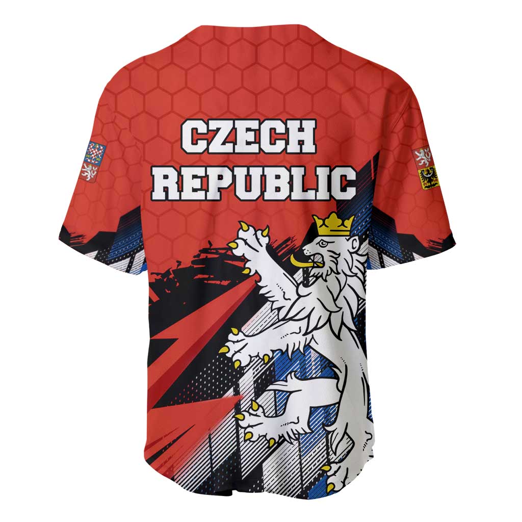 Czech Republic Baseball Jersey with Red Black Blue Brushstroke Design and National Lion - Wonder Print Shop