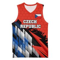 Czech Republic Basketball Jersey with Red Black Blue Brushstroke Design and National Lion - Wonder Print Shop