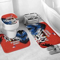 Czech Republic Bathroom Set with Red Black Blue Brushstroke Design and National Lion - Wonder Print Shop