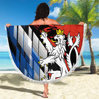 Czech Republic Beach Blanket with Red Black Blue Brushstroke Design and National Lion - Wonder Print Shop