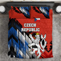 Czech Republic Bedding Set with Red Black Blue Brushstroke Design and National Lion - Wonder Print Shop