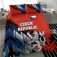 Czech Republic Bedding Set with Red Black Blue Brushstroke Design and National Lion - Wonder Print Shop