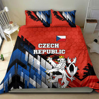 Czech Republic Bedding Set with Red Black Blue Brushstroke Design and National Lion - Wonder Print Shop