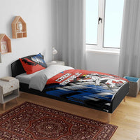 Czech Republic Bedding Set with Red Black Blue Brushstroke Design and National Lion - Wonder Print Shop