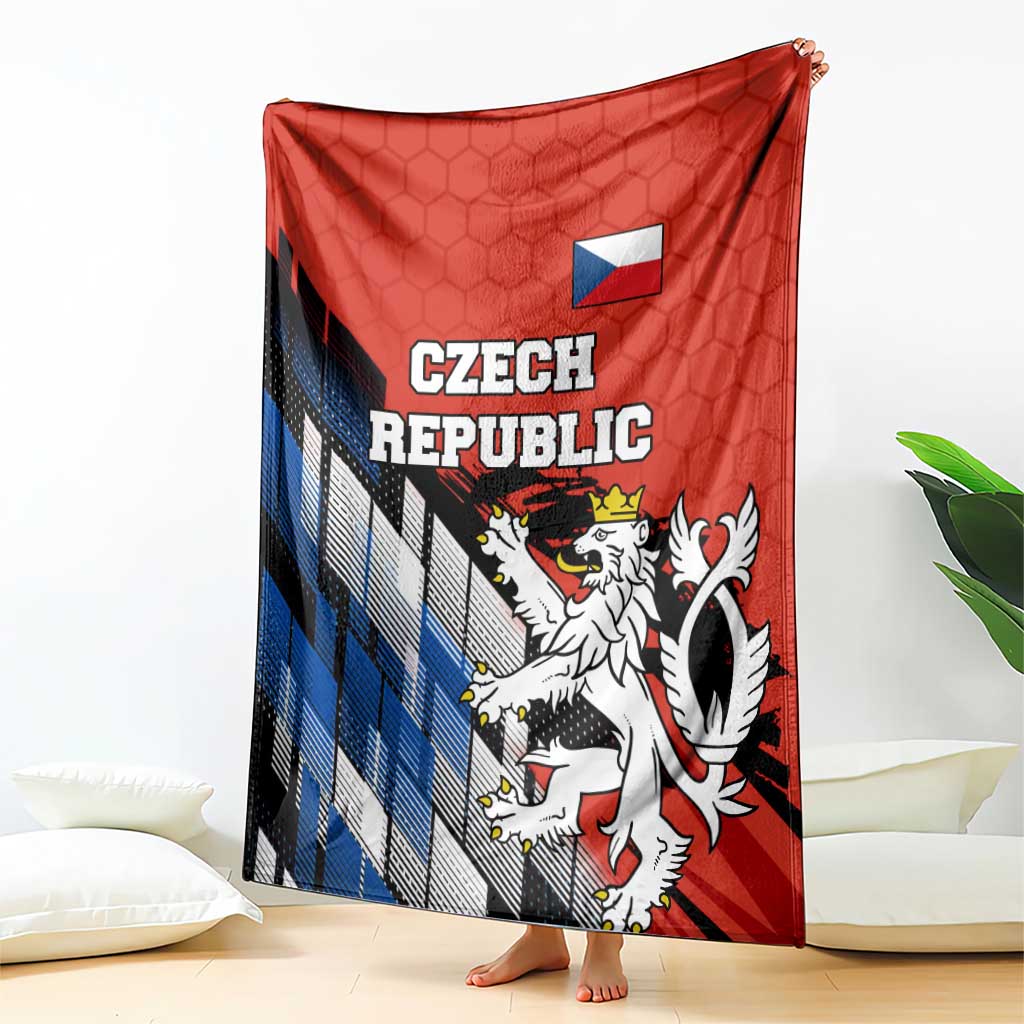 Czech Republic Blanket with Red Black Blue Brushstroke Design and National Lion - Wonder Print Shop