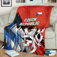 Czech Republic Blanket with Red Black Blue Brushstroke Design and National Lion - Wonder Print Shop