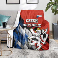 Czech Republic Blanket with Red Black Blue Brushstroke Design and National Lion - Wonder Print Shop