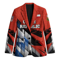 Czech Republic Blazer with Red Black Blue Brushstroke Design and National Lion - Wonder Print Shop
