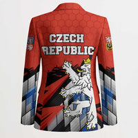 Czech Republic Blazer with Red Black Blue Brushstroke Design and National Lion - Wonder Print Shop