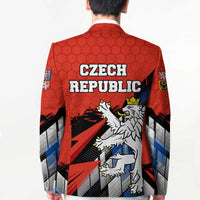 Czech Republic Blazer with Red Black Blue Brushstroke Design and National Lion - Wonder Print Shop