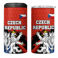 Czech Republic 4 in 1 Can Cooler Tumbler with Red Black Blue Brushstroke Design and National Lion - Wonder Print Shop