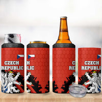Czech Republic 4 in 1 Can Cooler Tumbler with Red Black Blue Brushstroke Design and National Lion - Wonder Print Shop