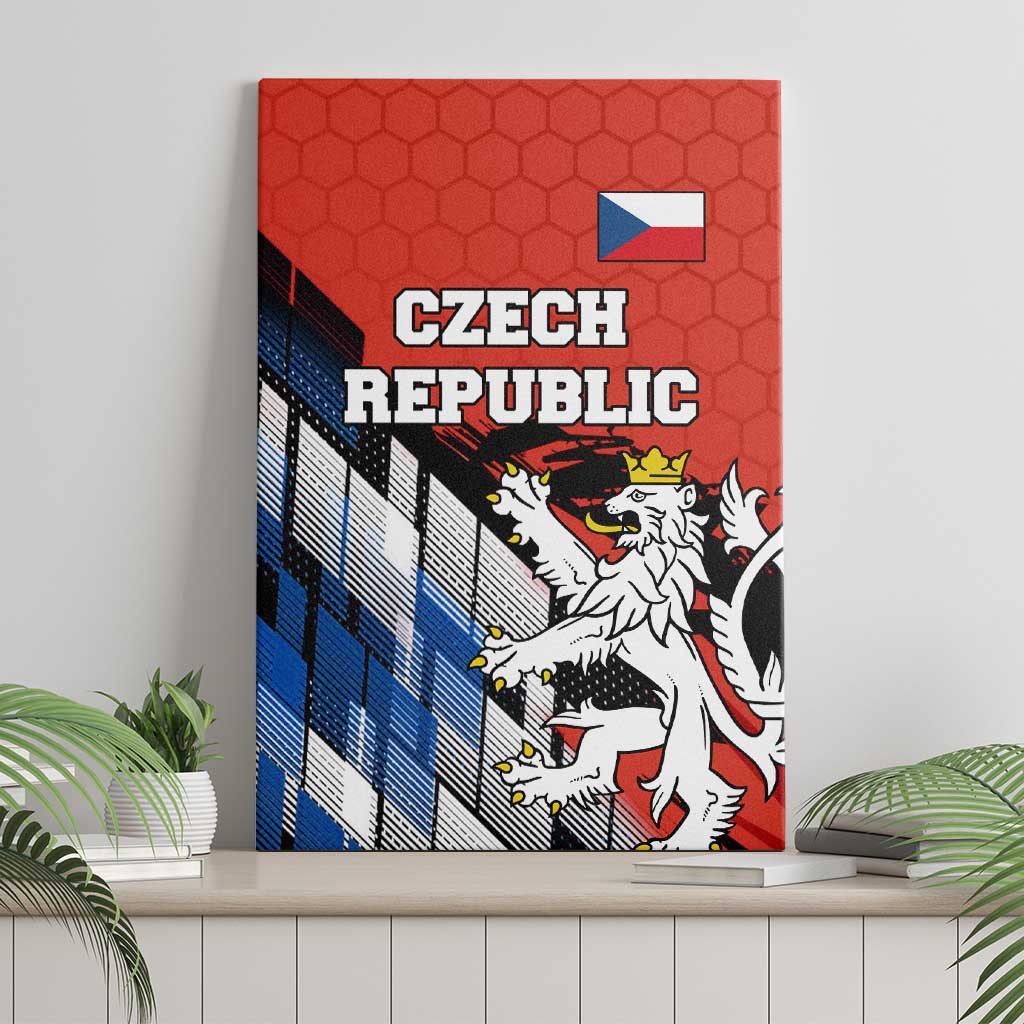 Czech Republic Canvas Wall Art with Red Black Blue Brushstroke Design and National Lion - Wonder Print Shop