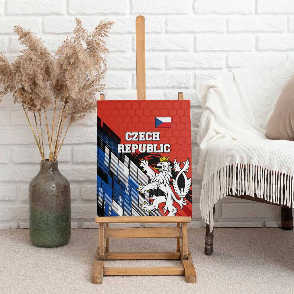 Czech Republic Canvas Wall Art with Red Black Blue Brushstroke Design and National Lion - Wonder Print Shop