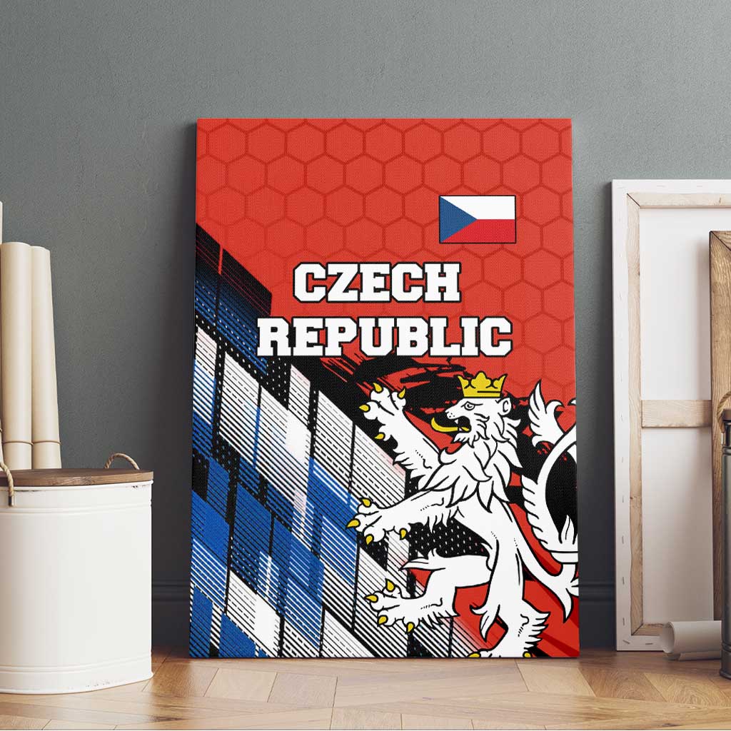 Czech Republic Canvas Wall Art with Red Black Blue Brushstroke Design and National Lion - Wonder Print Shop