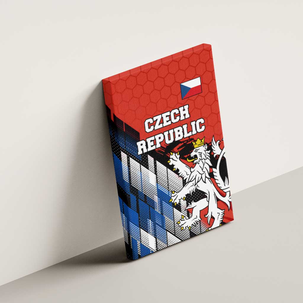Czech Republic Canvas Wall Art with Red Black Blue Brushstroke Design and National Lion - Wonder Print Shop