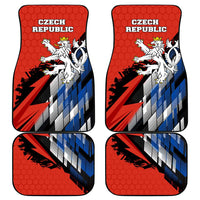 Czech Republic Car Mats with Red Black Blue Brushstroke Design and National Lion - Wonder Print Shop