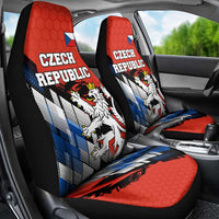 Czech Republic Car Seat Cover with Red Black Blue Brushstroke Design and National Lion - Wonder Print Shop